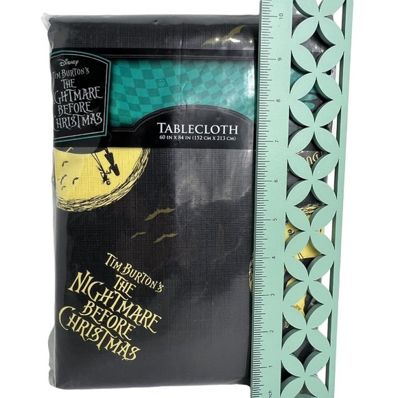 Disney Nightmare Before Christmas Tablecloth 60"X84" Oogie Boogie Black Yellow - Picture 8 of 12